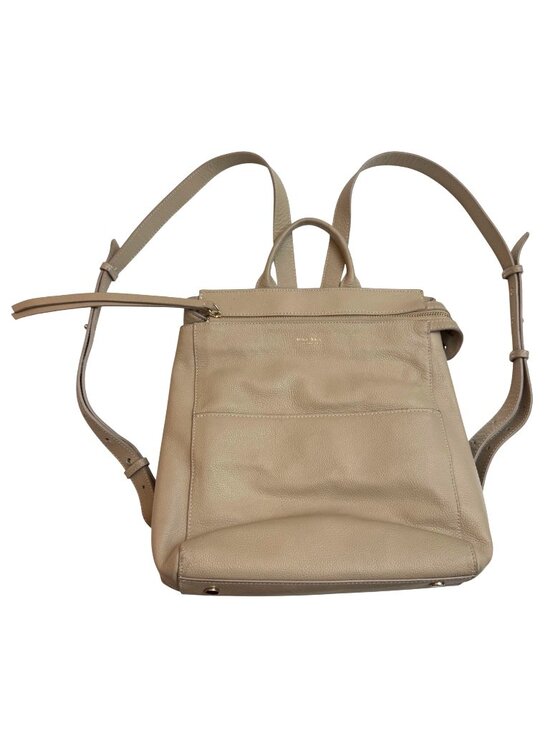 Mina Baie Women\'s Harper Backpack Bag Sand Beige Leather Adjustable Straps main image 4